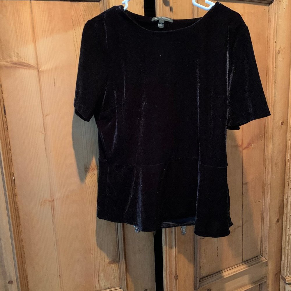 Velvet Peplum Top in Onyx